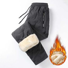 Men's Pants Winter Fleece Thick Lambswool Warm Sweatpants Casual Water Proof Wool Trousers Male Black Grey Joggers