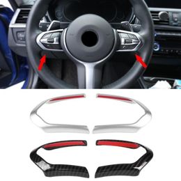 2pcs Abs Chrom carbon Fiber Car Steering Wheel Decoration Cover Trim Frame For Bmw F20 F22 F30 F32 F10 F06 F15 F16 M-sport2534