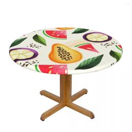 Table Cloth Fitted Round Tablecloth Protector Soft Glass Cover Tropical Fruits Anti-Scald Plate Kitchen Home Tablemat