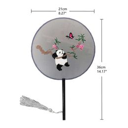 Chinese Style Products Vintage Hand Fan Ladies Chinese Embroidered Round Fan Non-Folding Fan For Woman Wedding Dance Party Home Decor