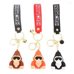 Keychains 3D Gorilla Keychain Silicone Cool Animal Chimpanzee Pendant For Women Men Bag Car Keyring Ornament Gift Accessories