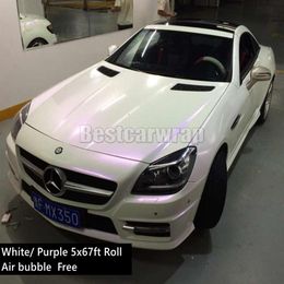 Satin Pearl Matt white Vinyl wrap Pearl Chameleon white - Purple Car wrap Film with air release Pearl white Matte Film 1 52 20m 5x263V