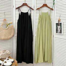 Casual Dresses Korean H-line Ankle-Length Strap For Girls Summer Beach Square Collar Backless Dress Ladies Elegant Vestidos Dropshop
