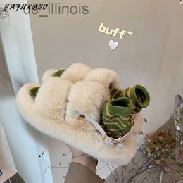 Slippers Fashion Mink Fur Slippers Hairy Sandals Slippers for Women Outdoor 2023 New Autumn All-Match Korean Cute Fluffy Chic Furry Shoes J230728