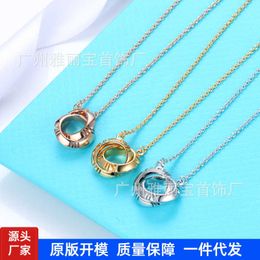 Designer's New double ring Roman numeral Necklace female Brand fashion pendant clavicle Valentines Day gift