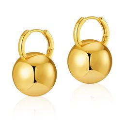 Vintage metal texture gold round ball earrings brass plated 18K real gold European and American style personality vintage earrings