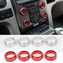 Air Conditioning Audio Switch Knob Ring Decoration Cover For Ford F150 Raptor 2013-2014 Car Interior Accessories239i