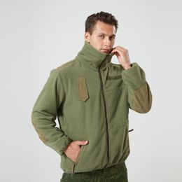 Men's Jackets Military Fleece Jacket Men Thickened Velvet Turtleneck Winter Warm Outdoor Multi Pocket Patchwork Coat Windproof Outwear