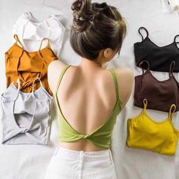 Camisoles & Tanks Women Summer Casual Shockproof Sexy Back Sports Bras Breathable Athletic Crop SleevelessTops Gym Vest Tops