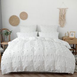 Bedding sets Tufted Dot Duvet Cover 3 Pieces Set 1 Jacquard 2 Pillowcases Soft Microfiber with Zipper Closure Corner Ties TJ9500 230727