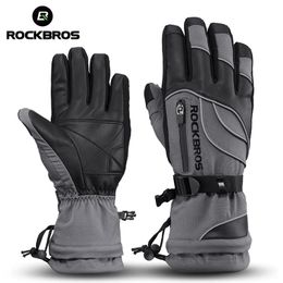 Cycling Gloves ROCKBROS Winter Bicycle Gloves Thermal Waterproof Windproof Mtb Bike Gloves Skiing Hiking Snowmobile Motorcycle Cycling Glove 230728