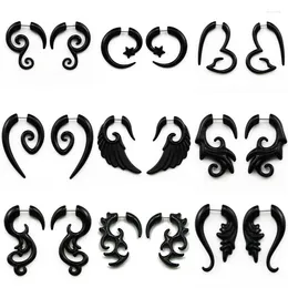 Hoop Earrings Fashion Black Horn For Women Hip-hop Acrylic Ear Stud Stainless Steel Anti-Allergies Gothic Spiral Jewellery