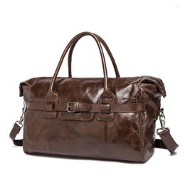 Duffel Bags Weekend Oil Wax Leather Big Handbags For Men Travel Bag Portable Shoulder Men's Fashion Genuine Carry On