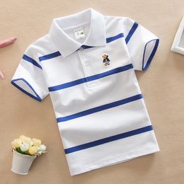 Tshirts Jargazol T Shirt Kids Clothes Turndown Collar Baby Boy Summer Top Tshirt Color Stripes Vetement Enfant Fille Camisetas Fnaf 230728