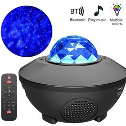 USB Star Night Light LED Effects Music Starry Water Wave lights Remote Bluetooth Colorful Rotating Projector Sound-Activated Decor323z