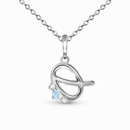 Hot Sale S925 Sterling Silver Letter Q Moonlight Stone Pendant Necklace Women's Fashion Versatile Luxury Fine Jewelry