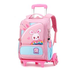 Backpacks Children's School Bags with Wheeled Trolley Bag Teenagers Girls Rolling Backpack Students Kids Orthopedic School Bag 230728