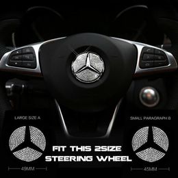 45mm or 49mm Car Steering Wheel Center Logo Diamond Emblem Sticker Decals For Mercedes Benz250Q