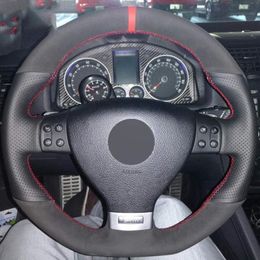 DIY Car Steering Wheel Cover for Volkswagen Golf 5 Mk5 GTI VW Golf 5 R32 Passat R GT 2005228o