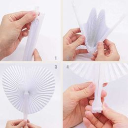 Chinese Style Products 1pc-White love blank paper fan decorative fan wedding party decorative fan