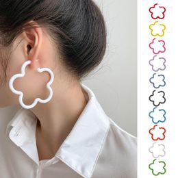 Hoop Earrings Sweet Flower Ear Studs Cute Floral Candy-Colored Acrylic Material Jewellery Girl Party