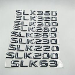 For Mercedes Benz SLK Class W171 SLK63 SLK200 SLK220 SLK230 SLK260 SLK280 SLK300 SLK320 SLK350 Car Chrome Alphabet Sticker Badge E284u