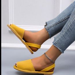 Sandals Fashion Fish Mouth Shoes Flats Female Casual Peep Toe Slip- On Leisure Solid Sewing Footwear 2023 Summer Women's