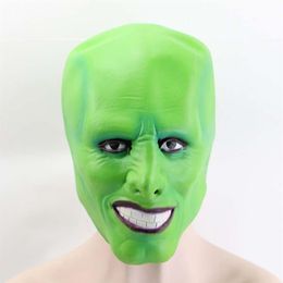 Movie The Mask Jim Carrey Cosplay Adult Latex Masks Full Face Green Makeup Halloween Performance Masquerade Party Costume Props3502