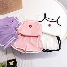 Clothing Sets Summer Girls Camisole Shorts Suits Childrens Leisure Wear Home Clothes Casual Baby Girl Vest Kids Two Piece Set 230728