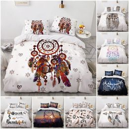 Bedding sets Letter Dreamcatcher 3d Set Fantasy Feathetr Mandala Luxury Duvet Cover Sets Comforter Bed Linen Queen King Single Size 230727