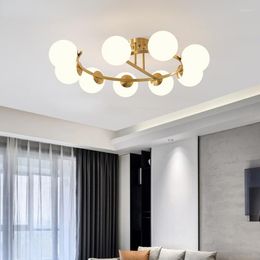 Chandeliers Lights Modern Copper Dining Brass Ceiling Lamp Living Led Fixtures Kitchen Lustres Nordic Lighting Bedroom