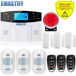 Alarm systems Builtin antenna Door Gap Sensor PIR Motion Detector Wireless LCD GSM SIM card House security system Smoke Flash Siren 230727