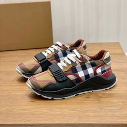 Wholesale Designer men shoes Casual shoes Vintage Cheque Suede Cheque Lace up Sneakers Calf Leather suede Rubber sole outdoor Casual Chunky sneaker shoes