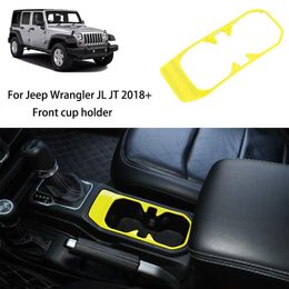 Yellow Front Water Cup Holder Decorative Cover For Jeep Wrangler JL JT 2018 Auto Internal Accessories304V