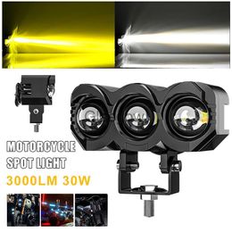 Motorcycle Lighting 30W Universal Motorcycle Headlight LED Spot Light Owl 3 Lens White Yellow Fog Light Auxiliary Headlamp Work Light Accessories x0728