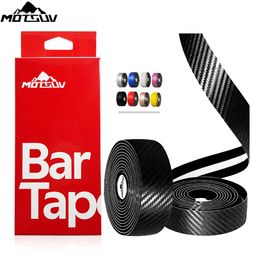 Bike Handlebars Components MOTSUV Road Bicycle Handlebar Carbon Fibre Pattern EVA PU Bar Tape Soft Cycling Damping With 2 Bar Plug Anti-slip Shock straps 230727