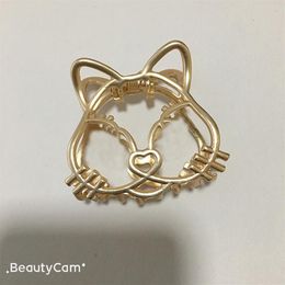 Party gifts Classic Fashion gold cute cat head claw clamp C hair clips side clip for ladies Favourite headdress accessories267b