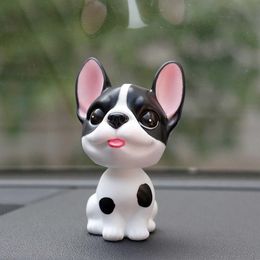 2021 Car Ornament Pvc French Bulldog Shake Head Toy Dolls Cute Decoration Automobiles Interior Dashboard Nodding Dog Figure Orname276Y