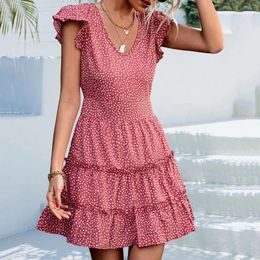 Casual Dresses Women's Summer Sexy V Neck Frilly Dot Dress Flannel For Women
