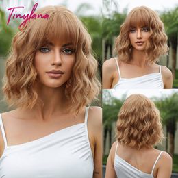 Cosplay Wigs Ginger Brown Blonde Short Curly Synthetic Wig with Bangs for Women Afro Natural Bob Wave Lolita Cosplay Wigs Heat Resistant Hair 230727