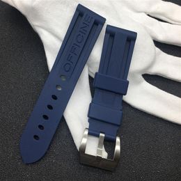22mm 24mm 26mm Red Blue Black Orange white Watchband Silicone Rubber Watch band for strap Wristband Buckle PAM Logo on2440301b