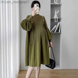 Maternity Dresses Pregnant Women's Wear Autumn and Winter New Plus Size Sweater Loose Fit Pleated Dress Fashion Knitted Pregnant Women's Wear Z230728