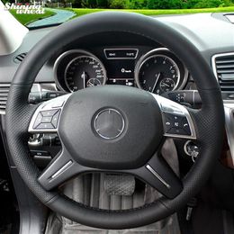 Hand-stitched Black Genuine Leather Car Steering Wheel Cover for Mercedes-Benz GL350 ML350266g2660