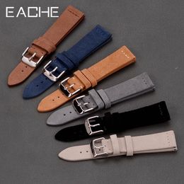 Watch Bands EACHE Suede Watch Strap 20mm High Quality Genuine Leather Watchband Beige Brown Black Grey Blue Replacement Bands 18mm 22mm 230728