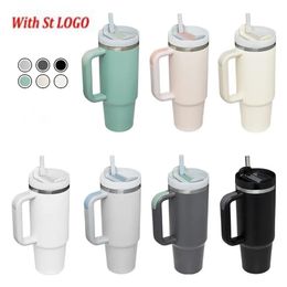 40oz Reusable Tumbler with Logo With Handle and Straw Stainless Steel Insulated Travel Mug Insulated Tumblers Keep Drinks Cold ss02760