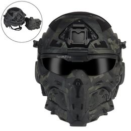 Cycling Helmets Tactical Helmet with Headset Micro Fan Anti-fog Mask Military Airsoft Shooting Full Covered Helmets Hunting Paintball Equipments 230728