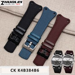 Watch Bands Nylon leather strap black Brown blue men's wristband For K4B384B3 K4B371B6 K4B371B3 K4B384B6 canvas watch belt chain watchband 230728