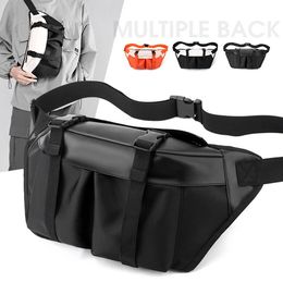 Waist Bags Men Oxford Large Capacity Two Colour Patchwork Hasp Chest Bag Mix Colour