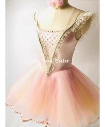 Stage Wear Korean Solo Ballet Variations Adult Children Pink Diamond Tulle Dress Girl Private Professional Custom