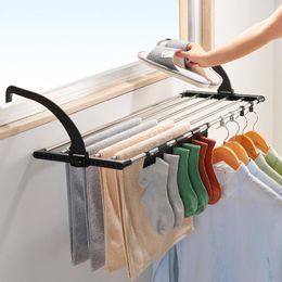 Hangers Stainless Steel Drying Rack Multi-purpose Detachable Folding Balcony Shoe Hanging Organizer Window Clothes Towel Hanger